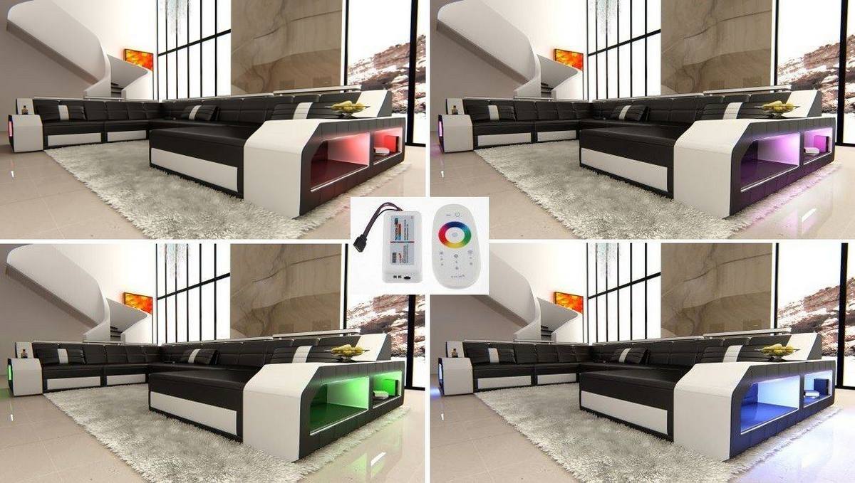 Leder Wohnlandschaft Arezzo mit LED