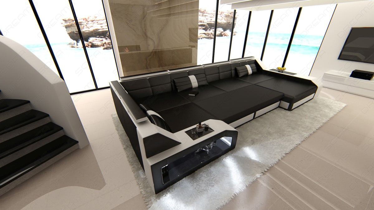 Leder Wohnlandschaft Arezzo mit LED