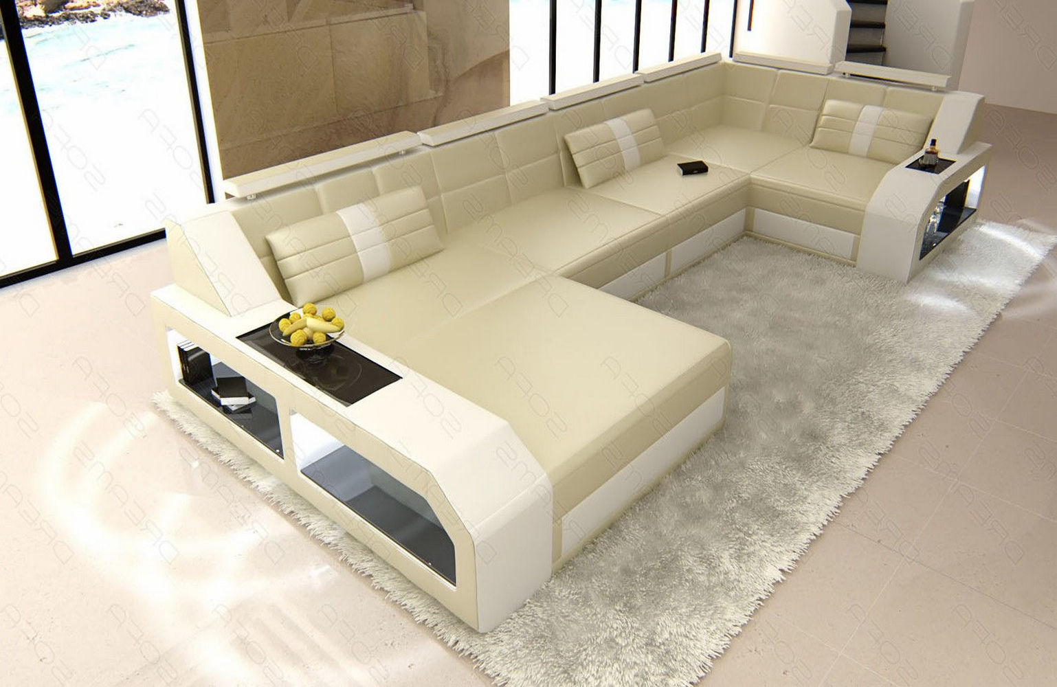 Leder Wohnlandschaft Arezzo mit LED