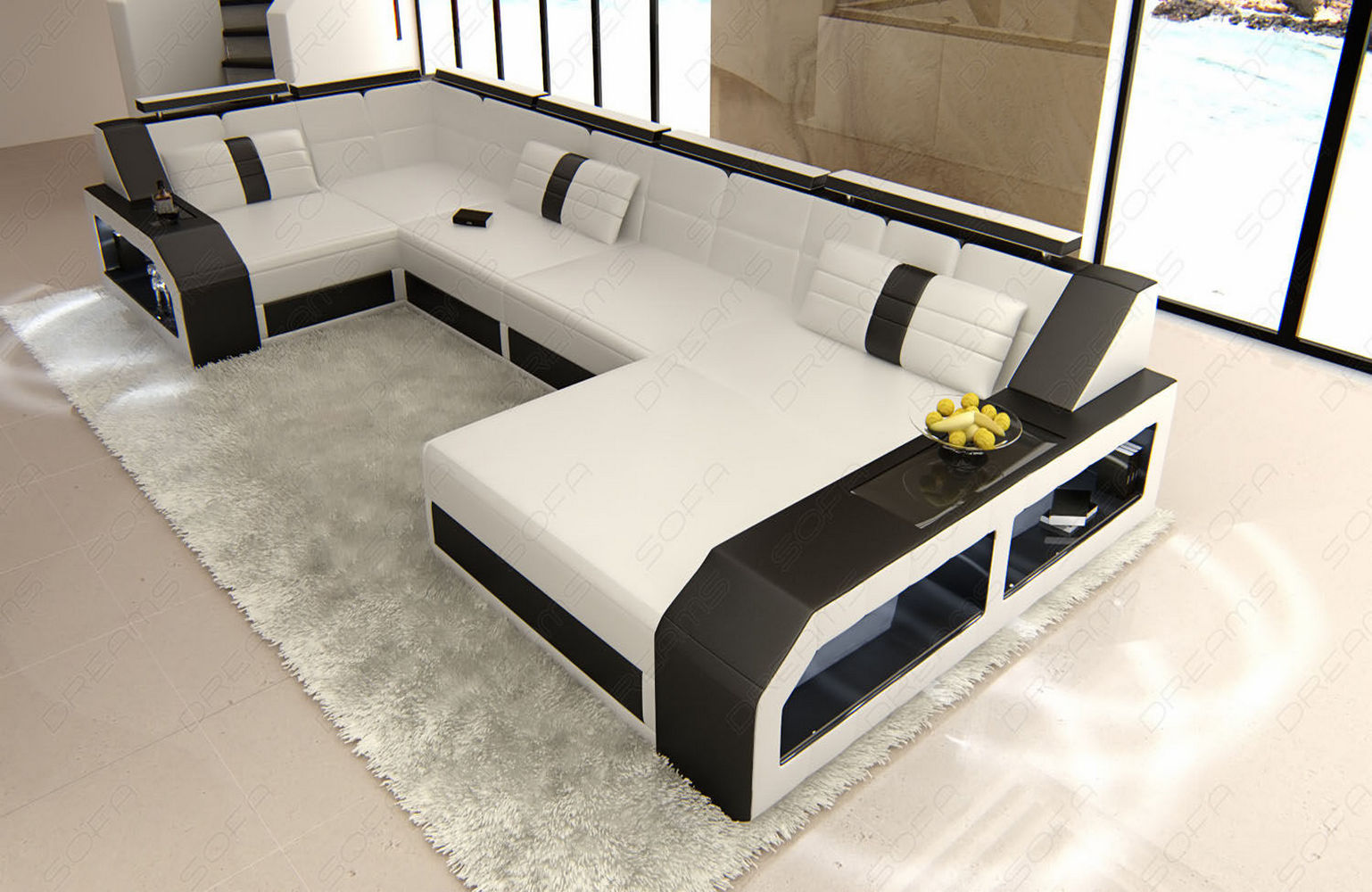 Leder Wohnlandschaft Arezzo mit LED