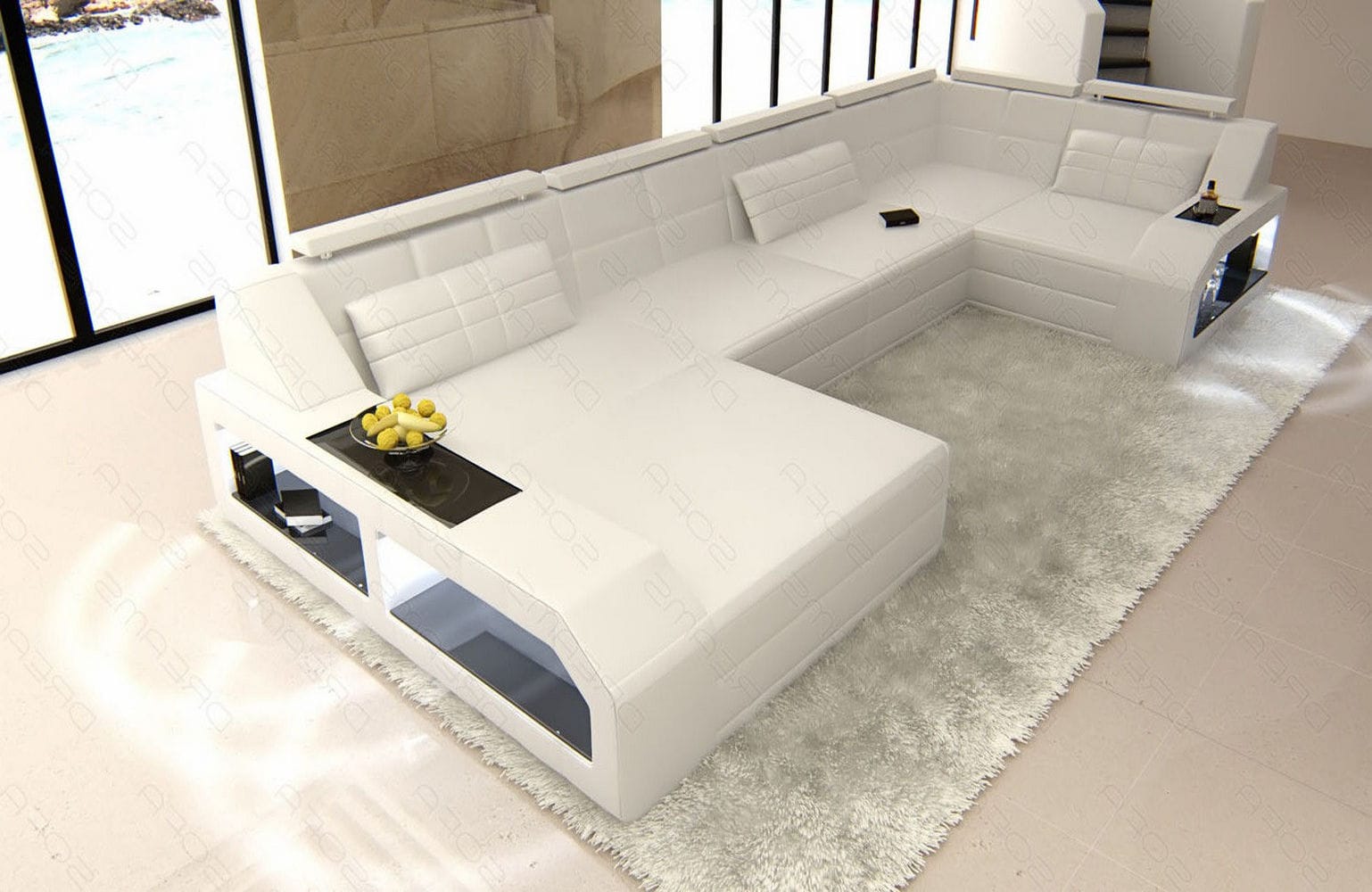 Leder Wohnlandschaft Arezzo mit LED