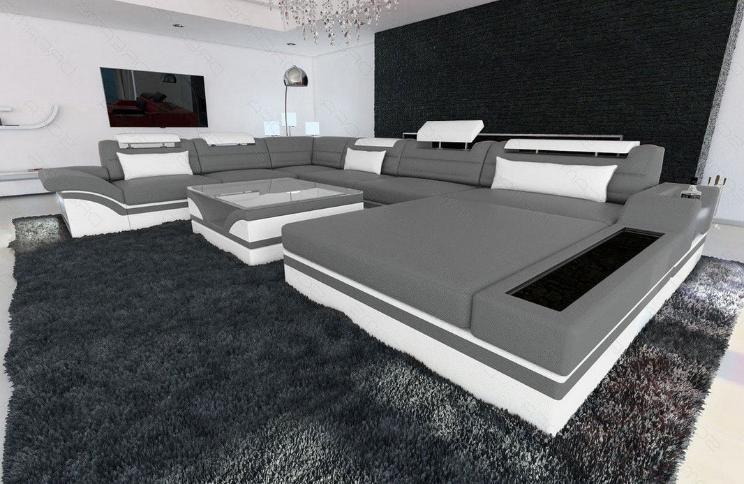Mini XXL Wohnlandschaft Mezzo U-Form aus Leder