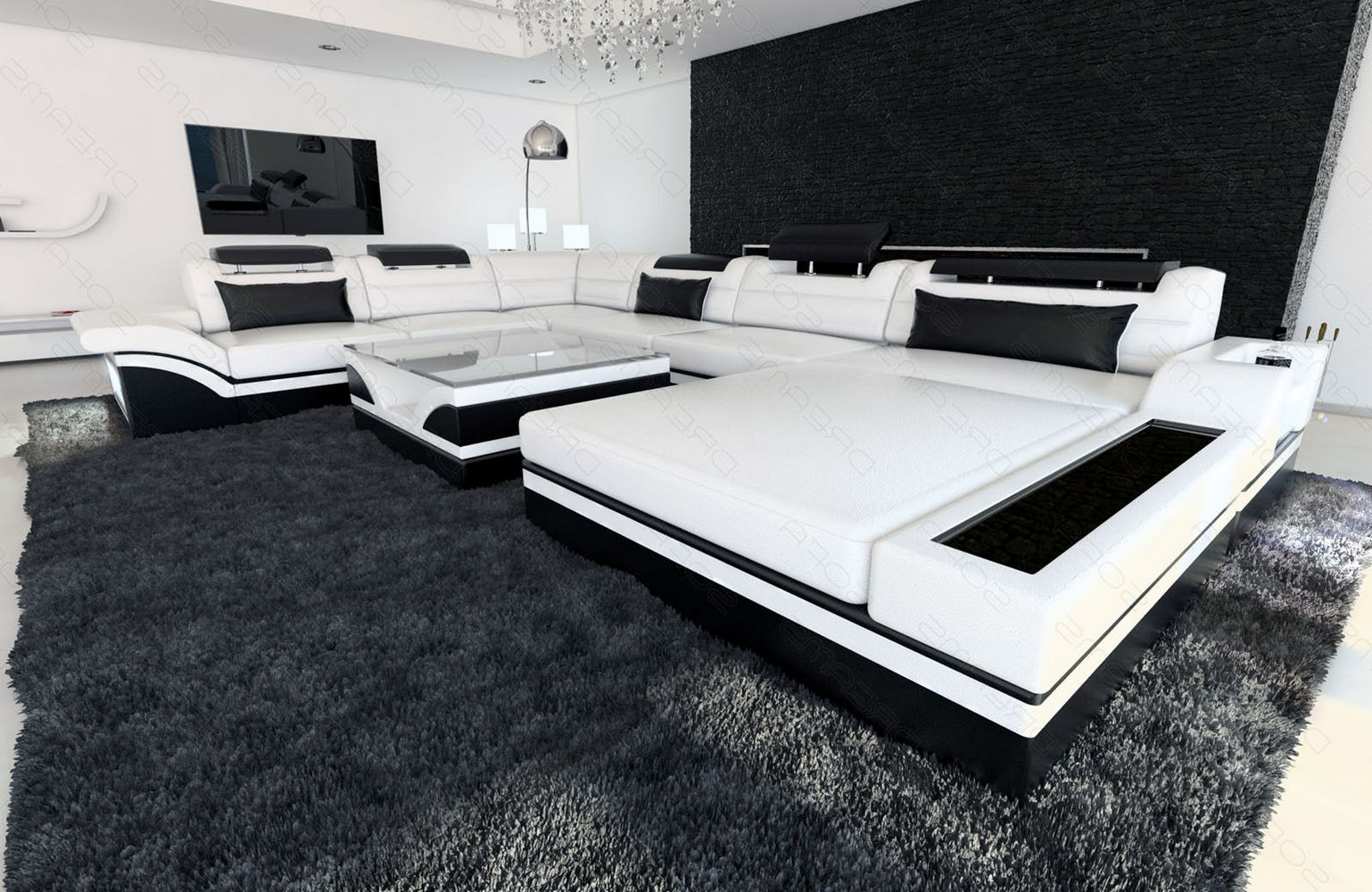 Mini Designer-Wohnlandschaft Mezzo XXL mit LED