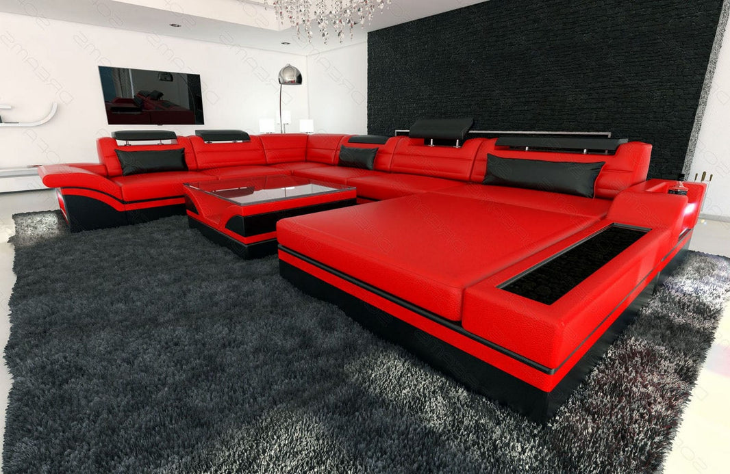 Mini XXL Wohnlandschaft Mezzo U-Form aus Leder