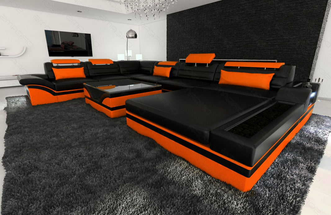Mini XXL Wohnlandschaft Mezzo U-Form aus Leder