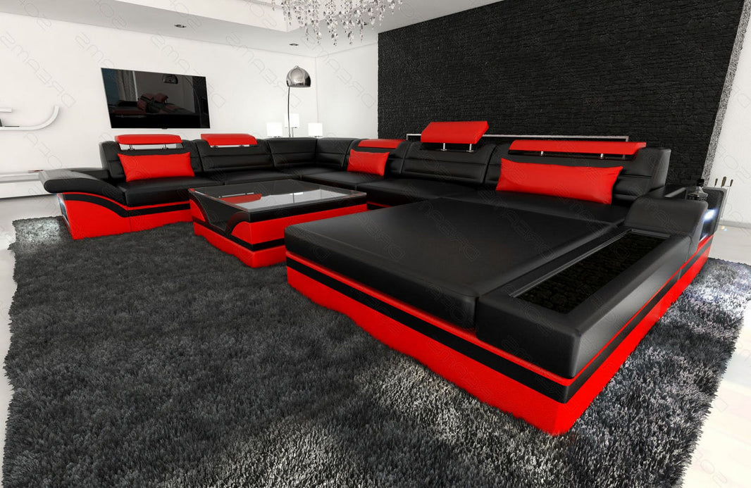 Mini XXL Wohnlandschaft Mezzo U-Form aus Leder