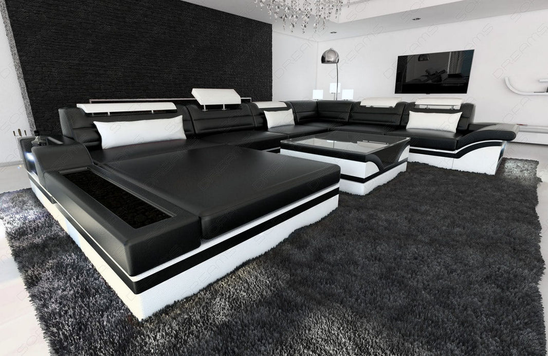 XXL Wohnlandschaft Mezzo U-Form in Leder