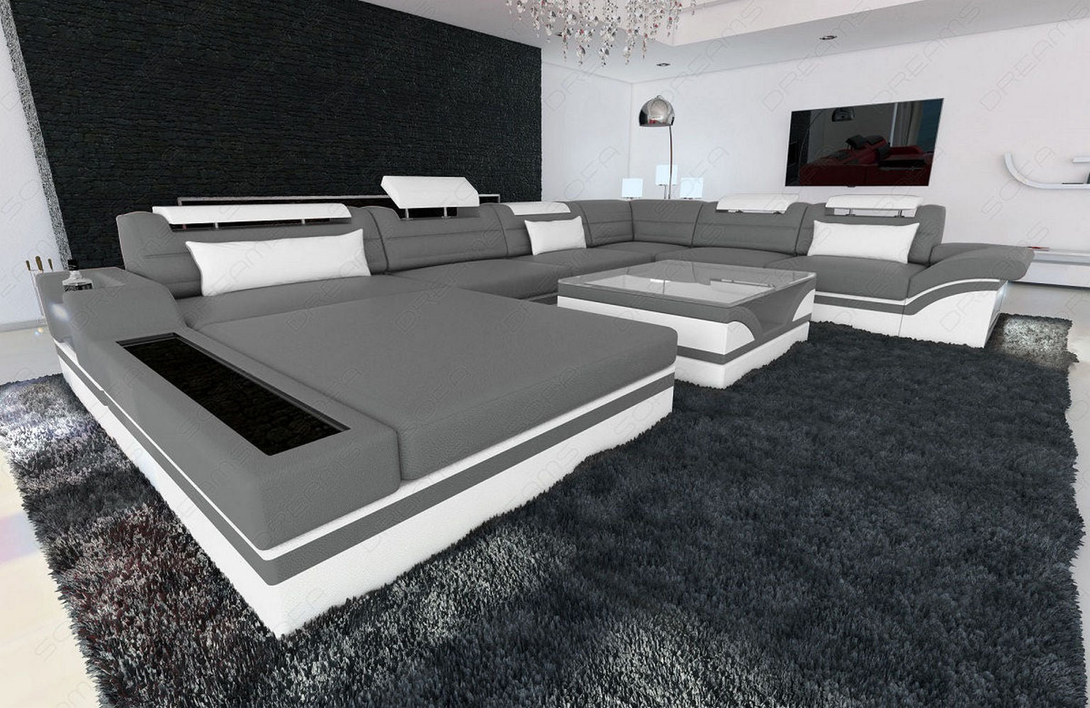 Designer Wohnlandschaft Mezzo XXL mit LED