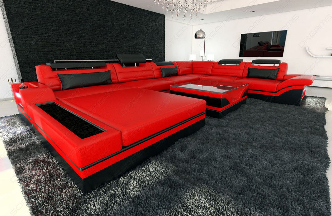 XXL Wohnlandschaft Mezzo U-Form in Leder