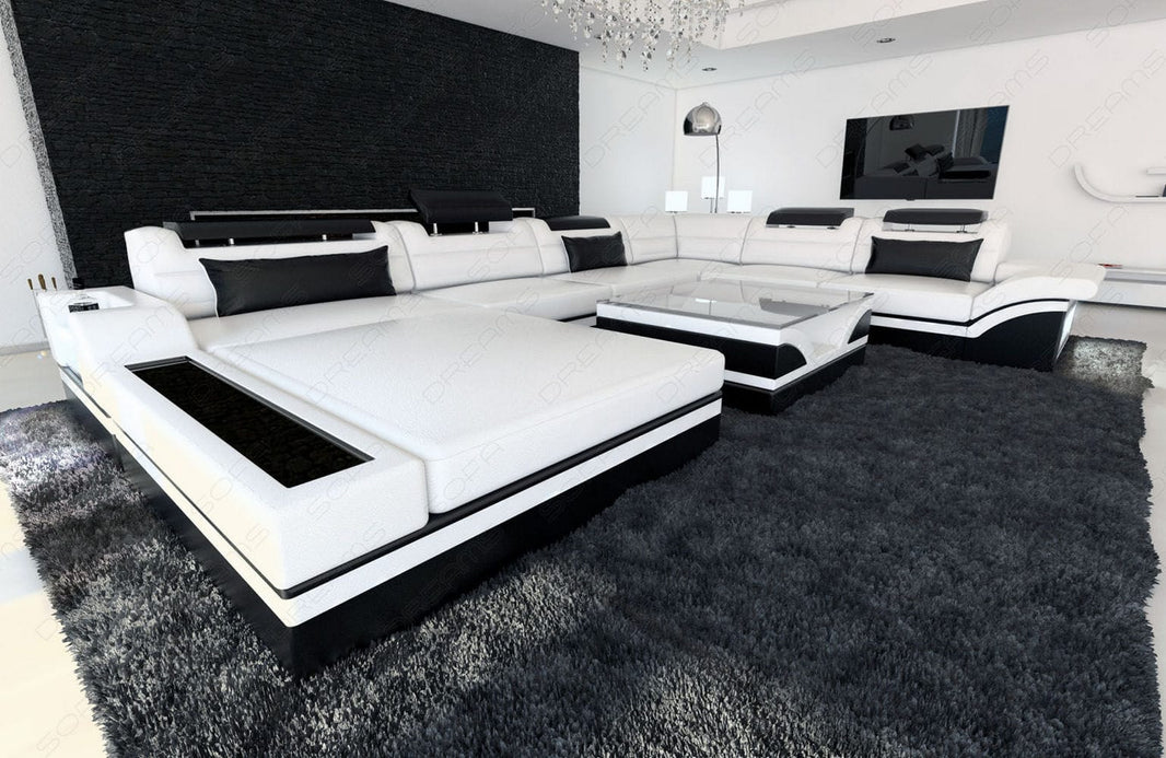 XXL Wohnlandschaft Mezzo U-Form in Leder