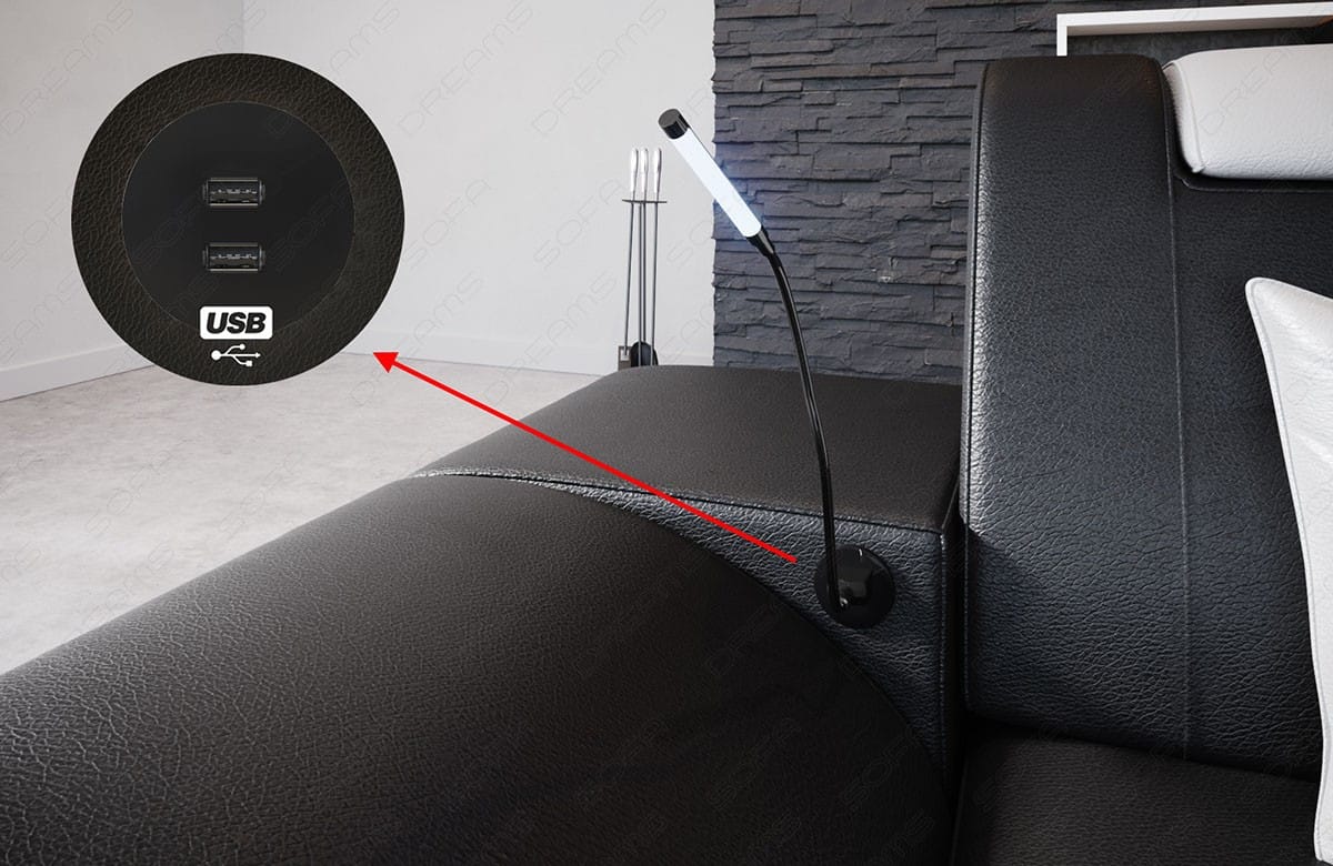 Mini Sofa Mezzo U-Form in Leder Schwarz-Rot