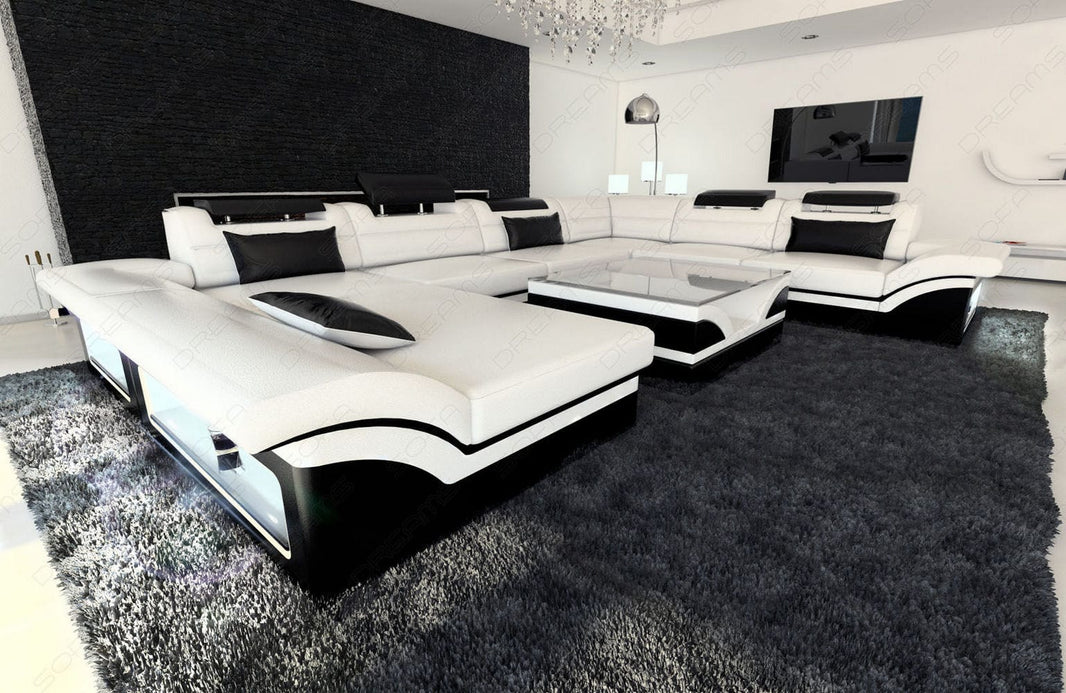 Wohnlandschaft Enzo XXL U-Form in Leder