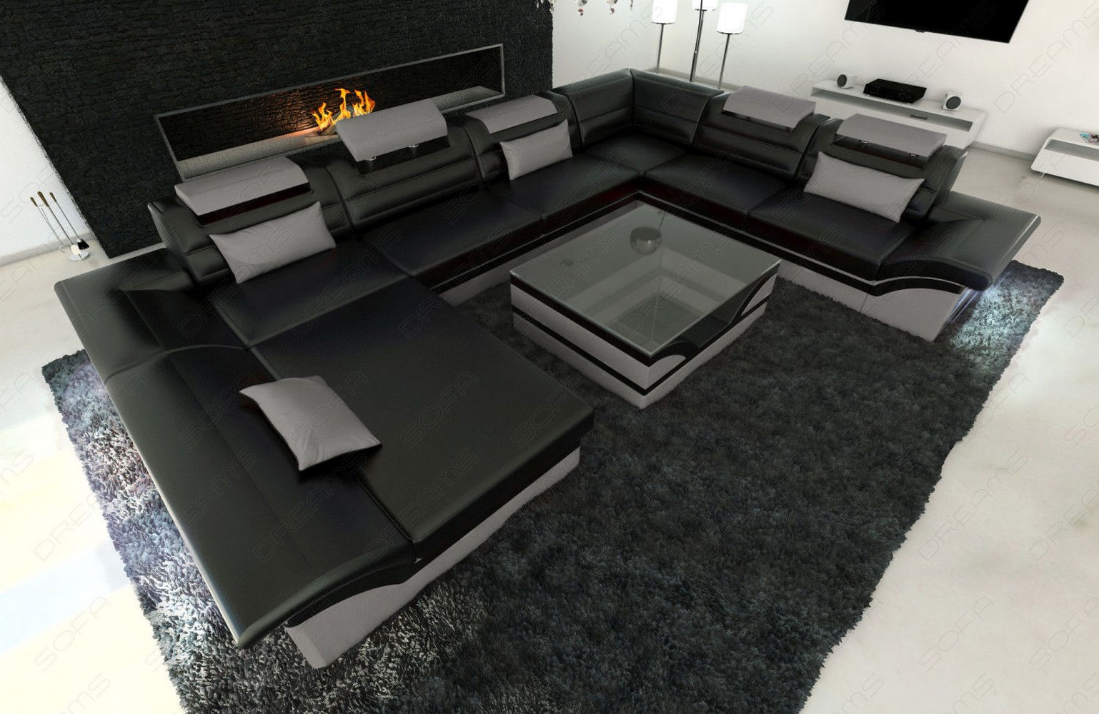 Wohnlandschaft Enzo XXL Ledersofa