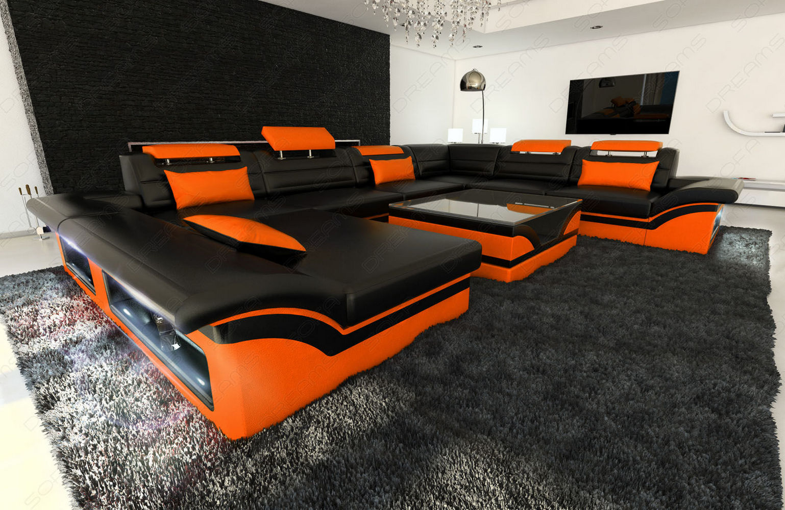 Wohnlandschaft Enzo XXL Ledersofa