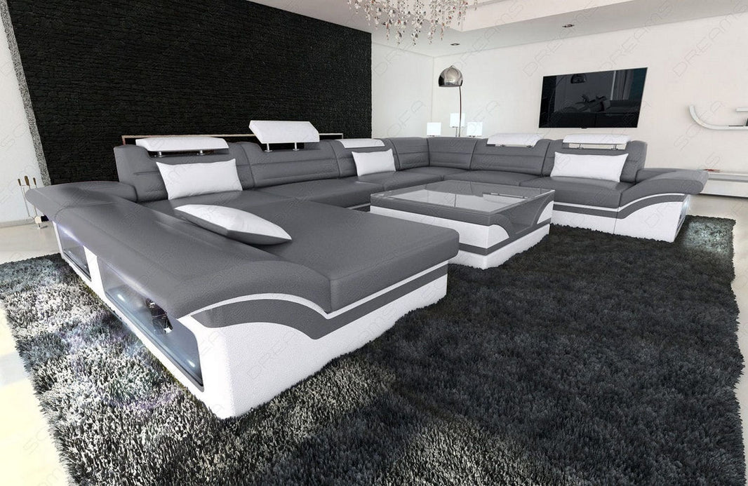 Wohnlandschaft Enzo XXL U-Form in Leder