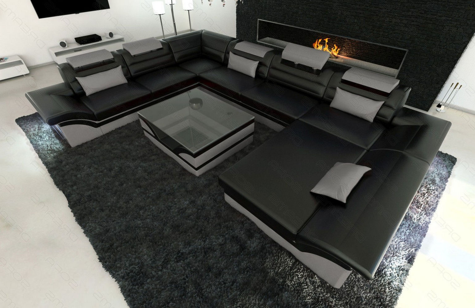 Wohnlandschaft Enzo XXL Ledersofa