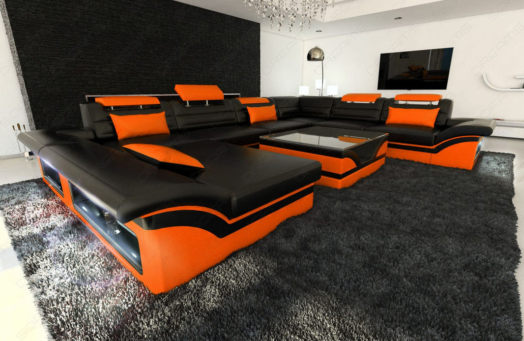 Wohnlandschaft Enzo XXL U-Form in Leder
