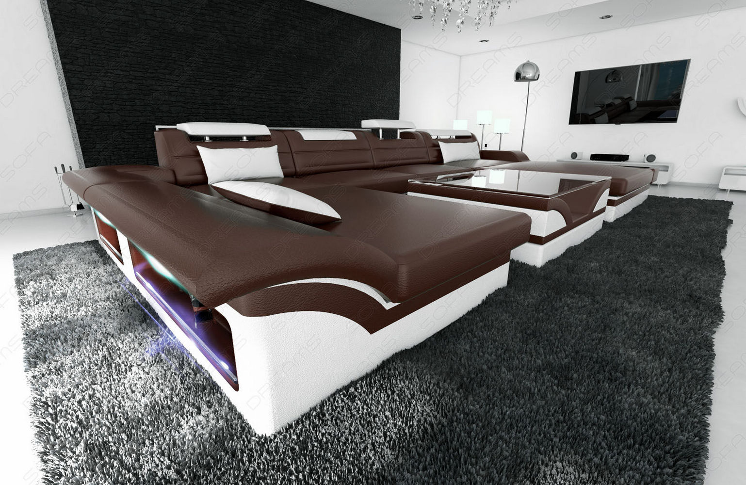 Mini Ledersofa Monza U-Form – Eleganz & Komfort