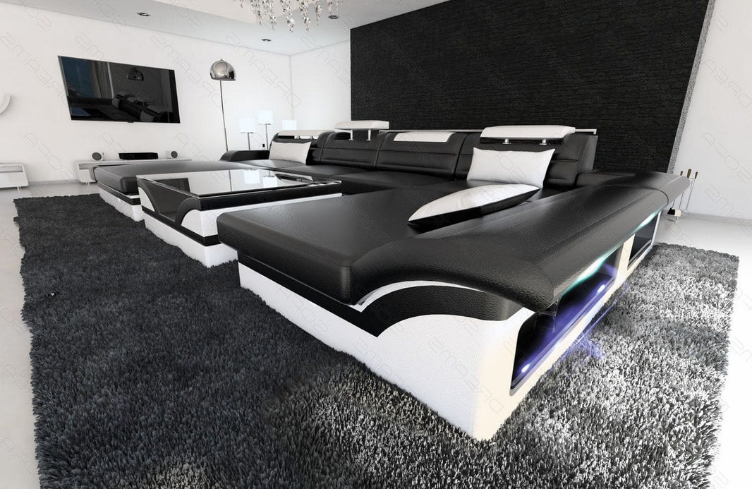 Mini Wohnlandschaft Monza Eleganz U-Form aus Leder