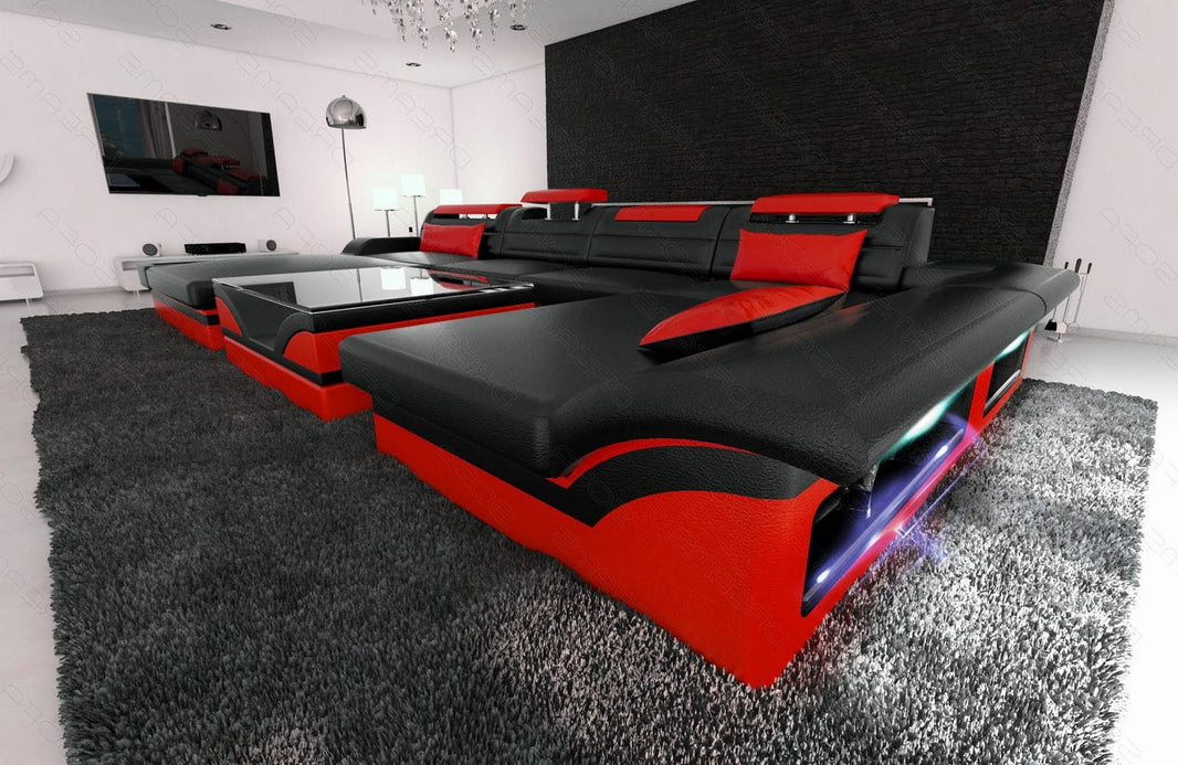 Mini Wohnlandschaft Monza Eleganz U-Form aus Leder