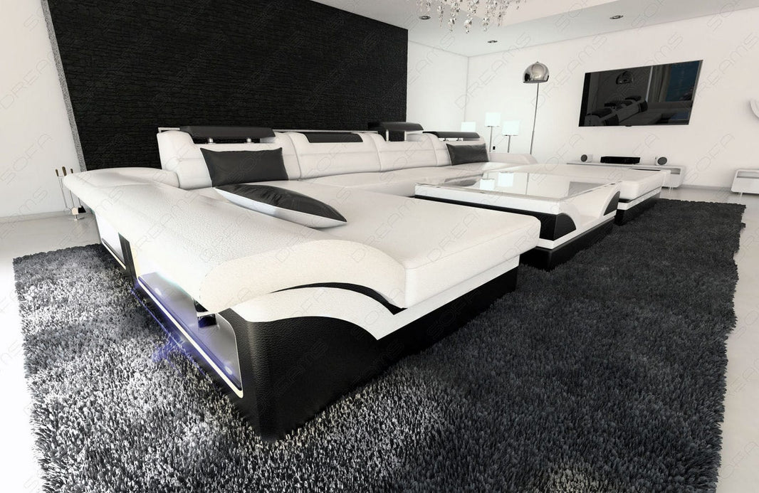 Wohnlandschaft Monza U-Form in Leder