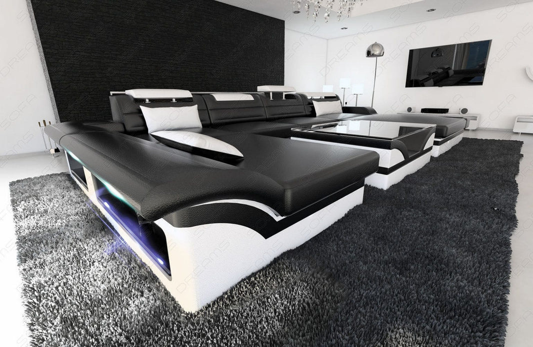 Wohnlandschaft Monza U-Form in Leder