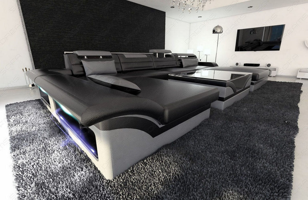 Wohnlandschaft Monza U-Form in Leder