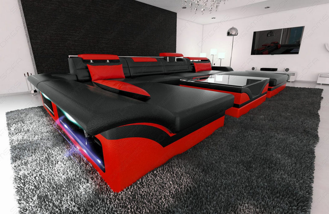 Wohnlandschaft Monza U-Form in Leder
