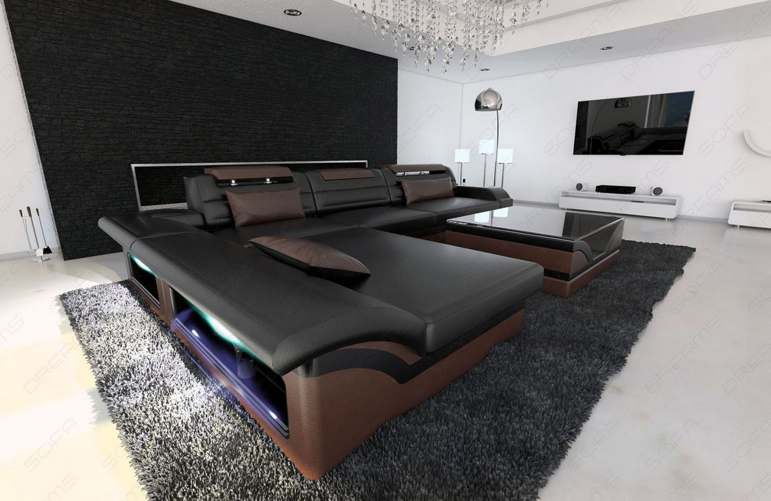 Mini Designer Ledersofa Monza L-Form – Eleganz Pur