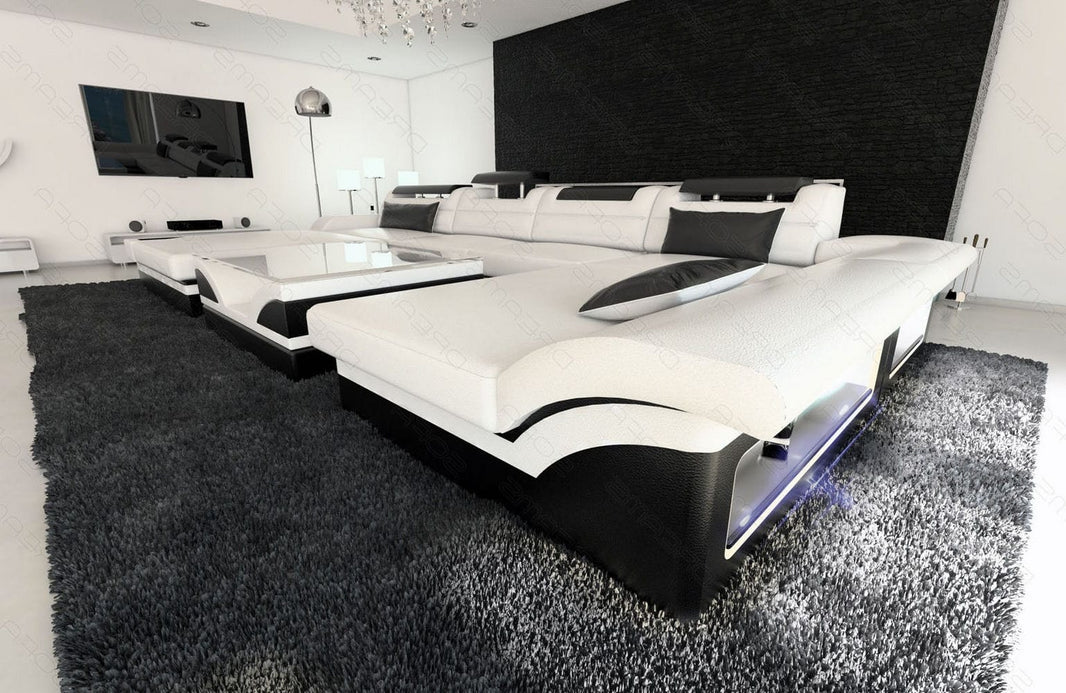 Mini Couch Monza Eleganz L-Form in Leder