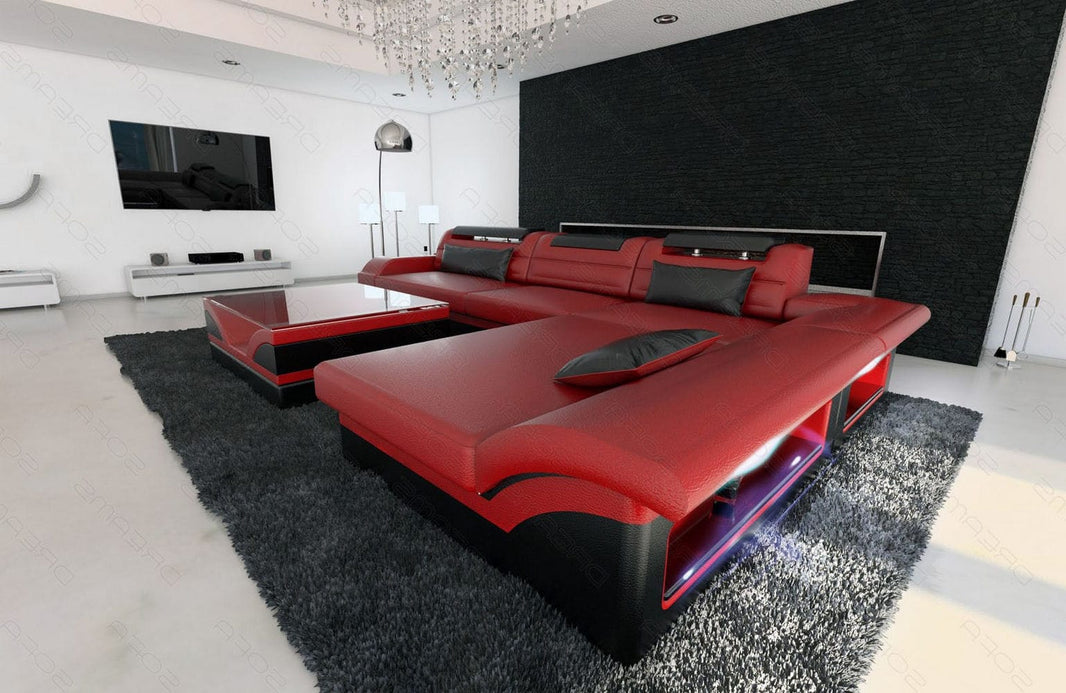 Mini Couch Monza Eleganz L-Form in Leder