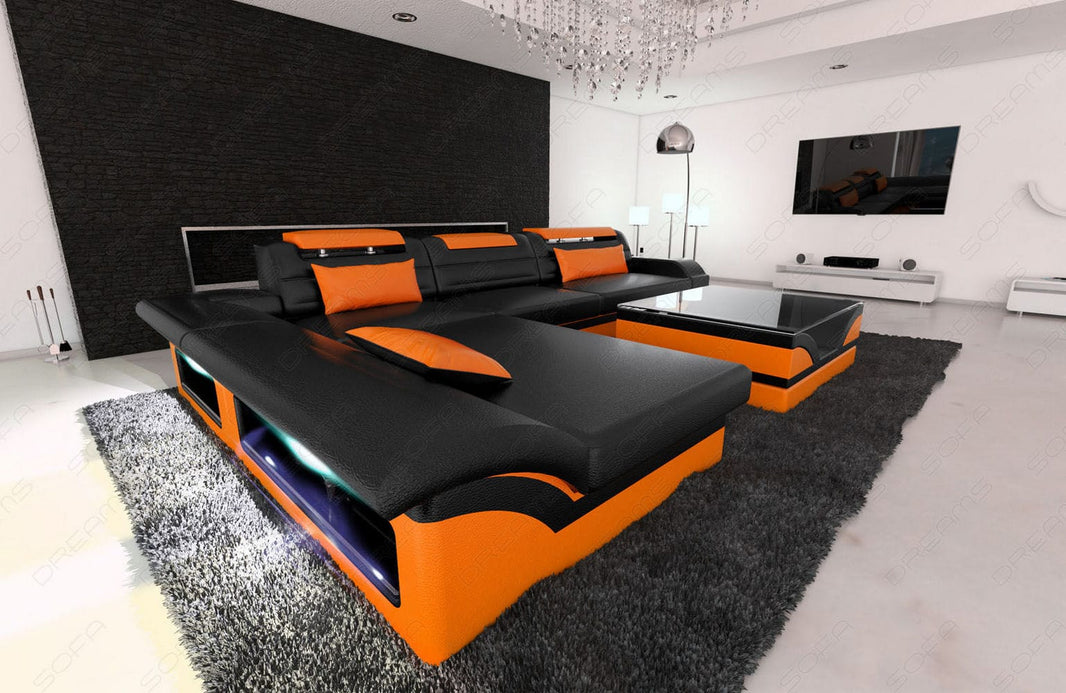 Mini Couch Monza Eleganz L-Form in Leder