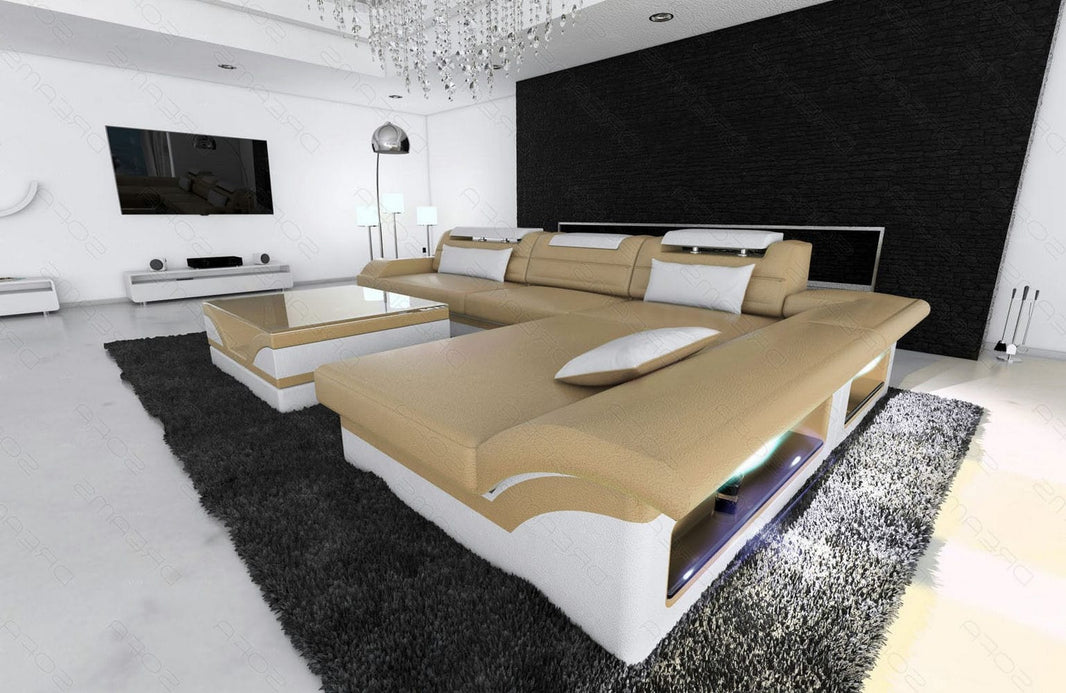 Couch Monza L Form in Leder