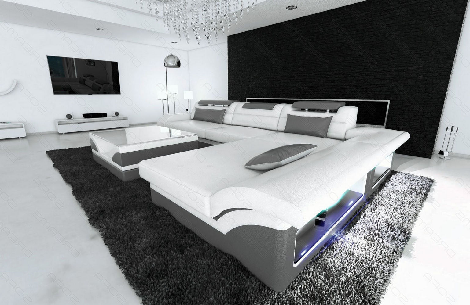 Designer Ledersofa Monza L-Form