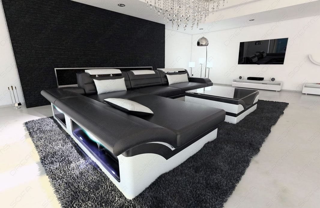 Couch Monza L-Form in Leder