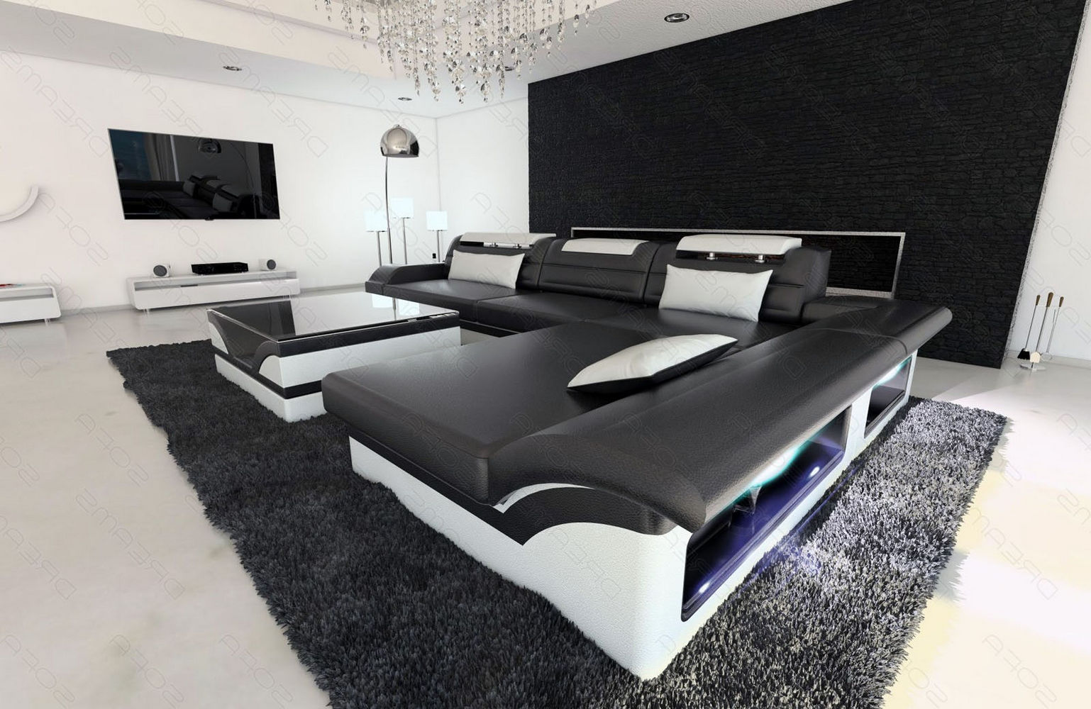 Designer Ledersofa Monza L-Form