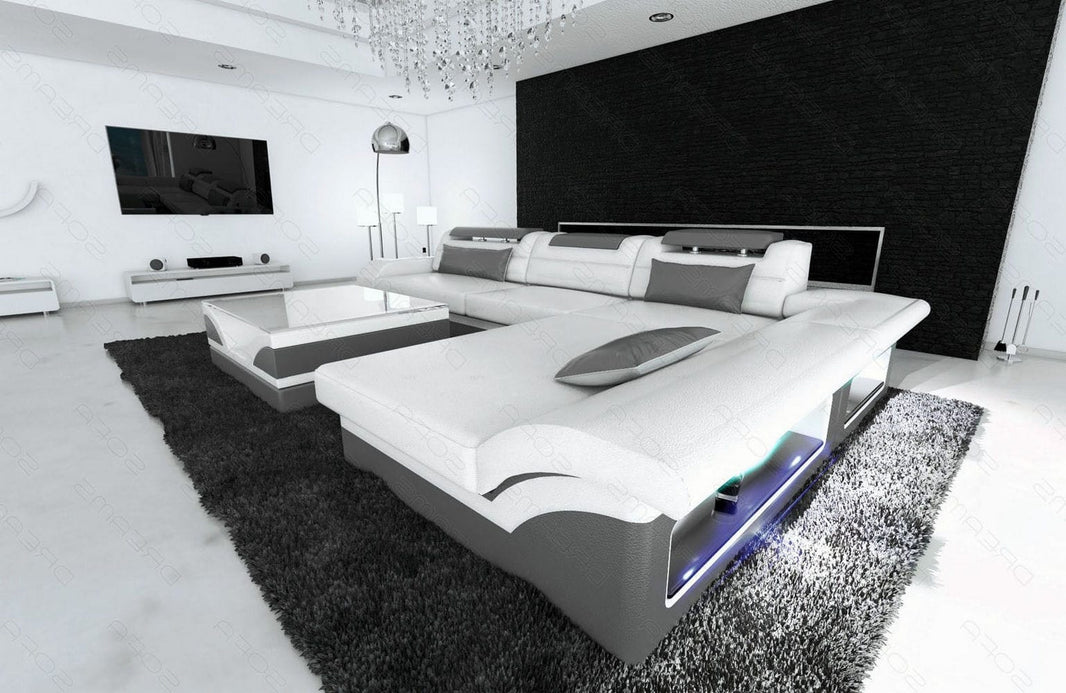 Couch Monza L-Form in Leder