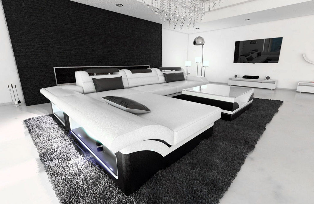 Couch Monza L-Form in Leder