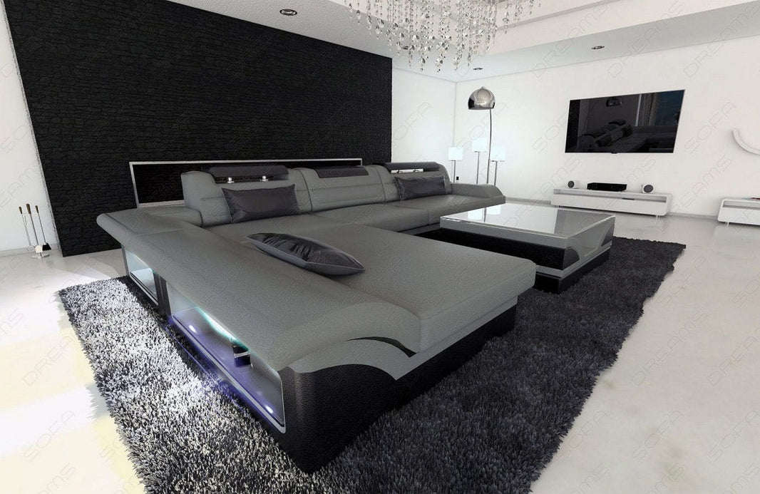 Couch Monza L-Form in Leder