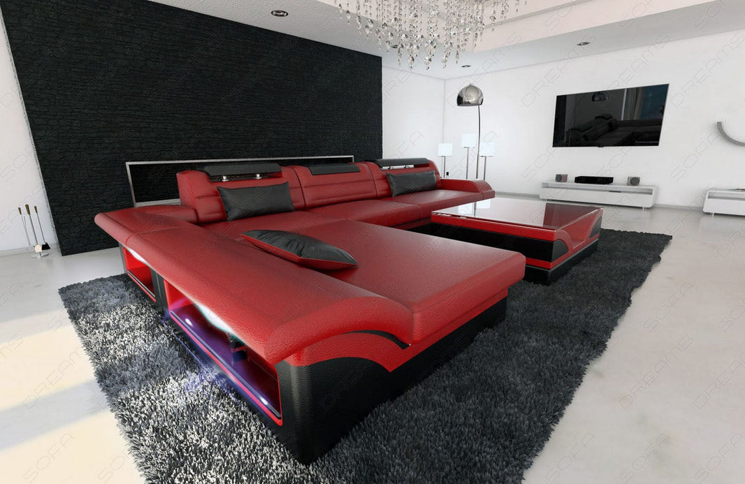 Couch Monza L-Form in Leder
