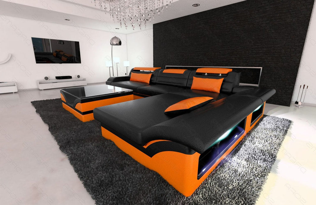 Couch Monza L-Form in Leder