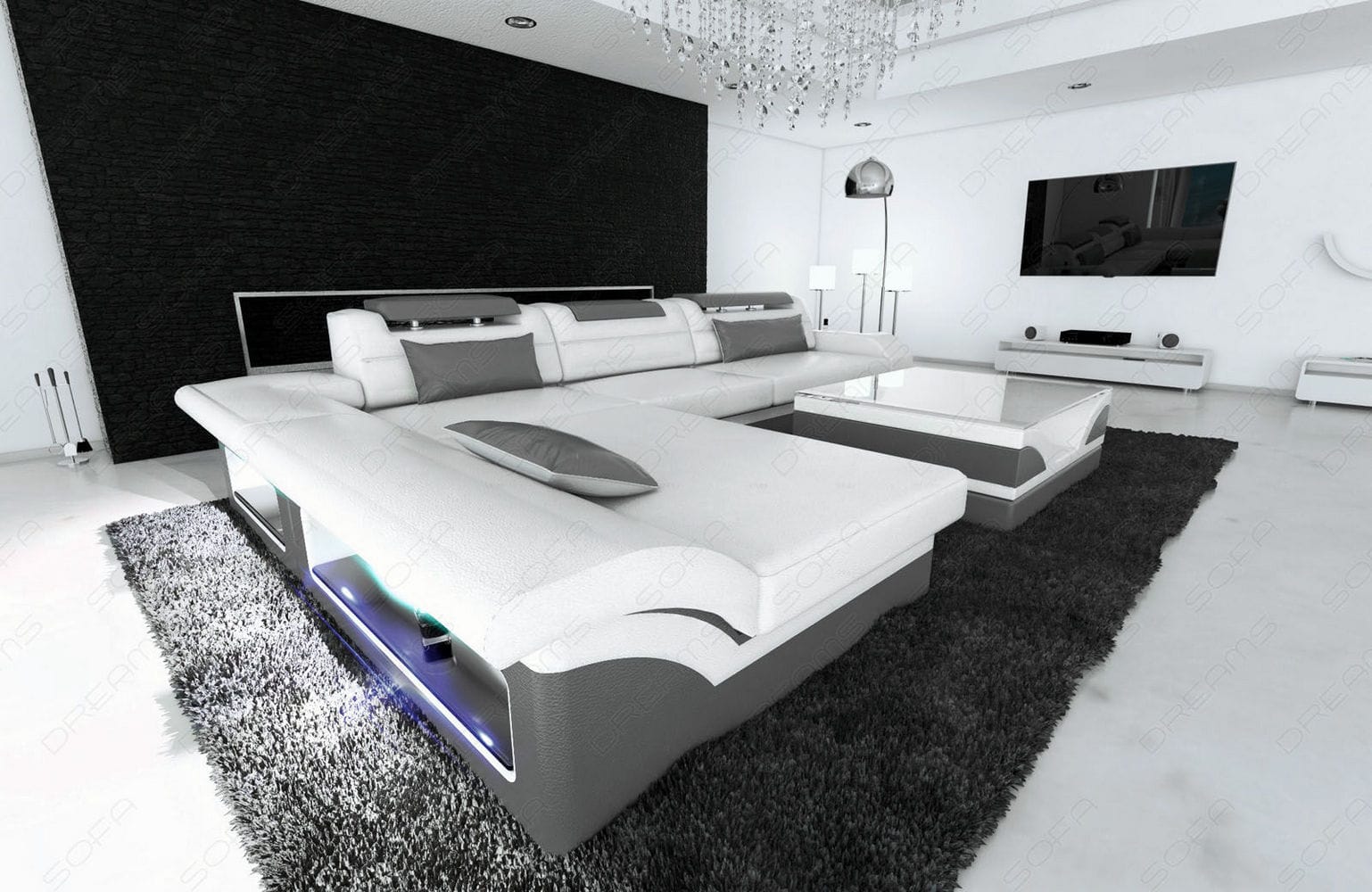 Designer Ledersofa Monza L-Form