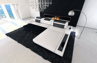Ecksofa Parma L-Form in Leder schwarz-orange