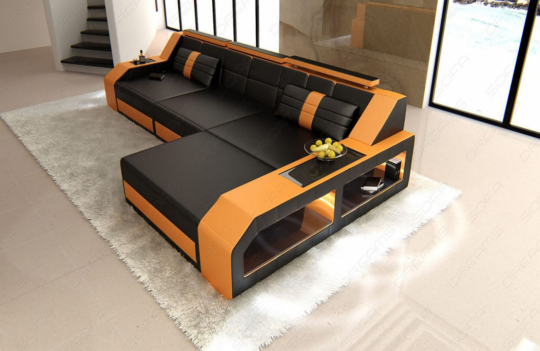 Couch Arezzo L-Form in Leder