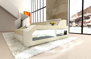 Couch Arezzo L-Form in Leder beige-weiß