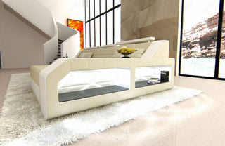 Couch Arezzo L-Form in Leder beige-weiß