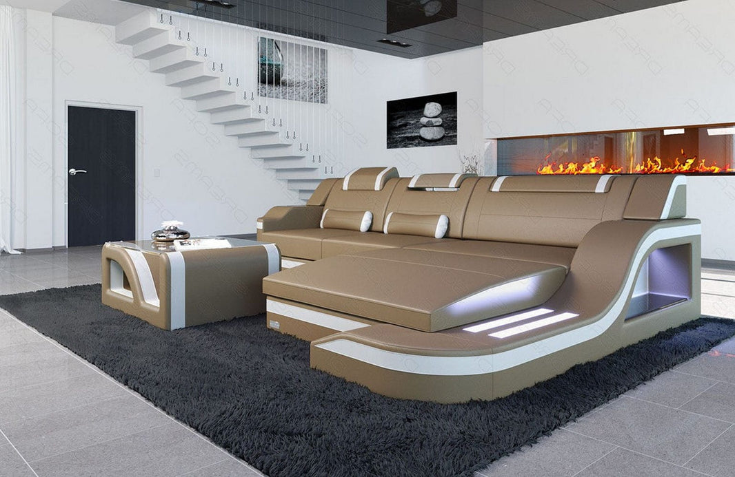 Mini Ecksofa Palermo L-Form aus Leder