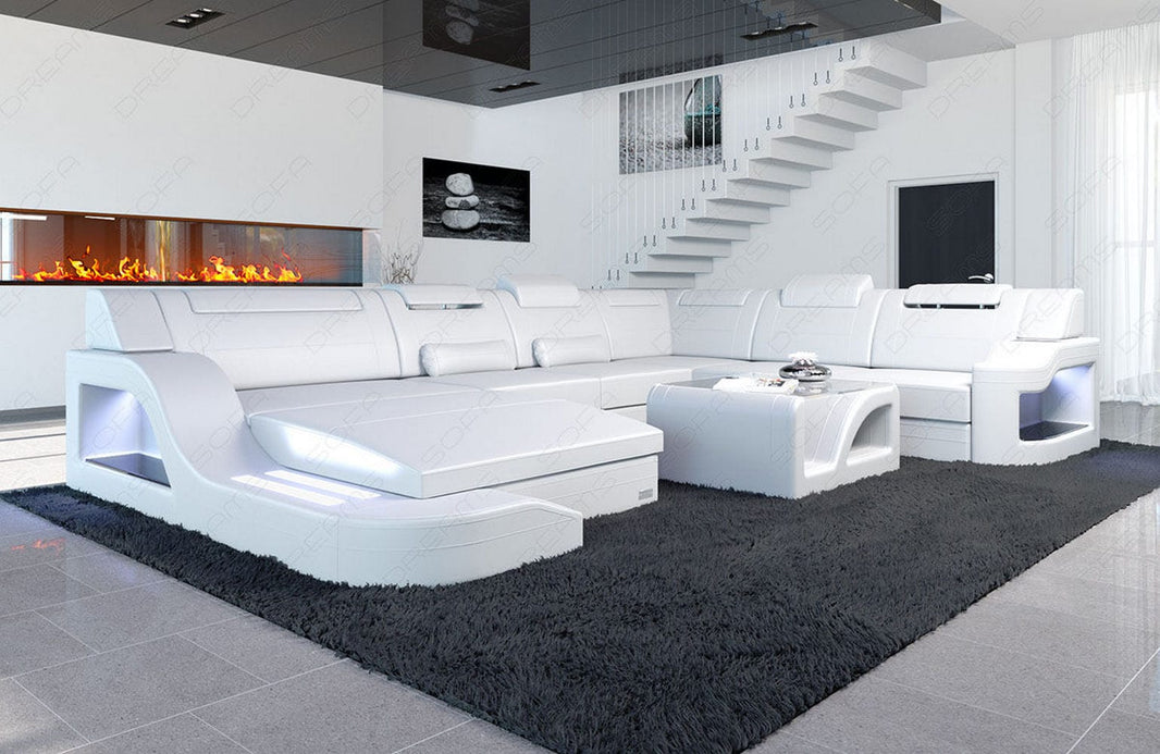 Mini XL Wohnlandschaft Palermo U-Form in Leder