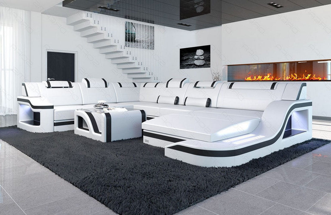 XXL Wohnlandschaft Palermo U-Form aus Leder