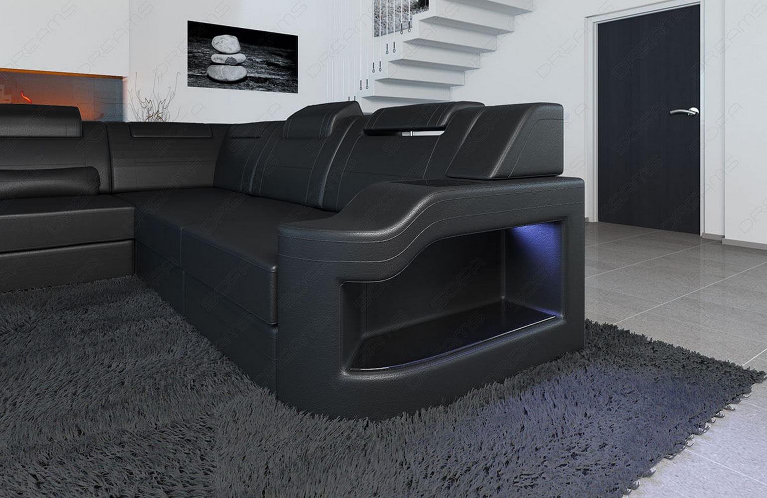 XL Leder Wohnlandschaft Palermo – Komfort & Stil schwarz